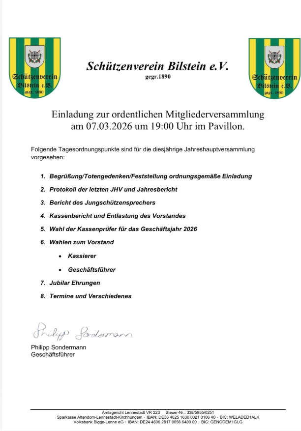 Einladung zur Jahreshauptversammlung 2026